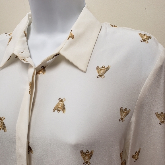 Space Style Concept Womens Silk Bee Print Top Size 6 - Picture 3 of 6